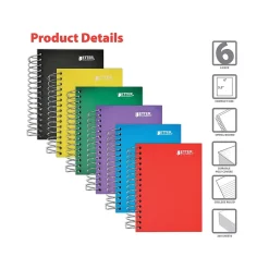 Subject Notebooks|Better Office 1-Subject Notebooks, 4" x 5.5", College Ruled, 200 Sheets, 6/Pack (25906-6PK)