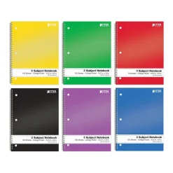 Subject Notebooks|Better Office 3-Subject Notebooks, 8" x 10.5", College Ruled, 120 Sheets, 6/Pack (25736-6PK)