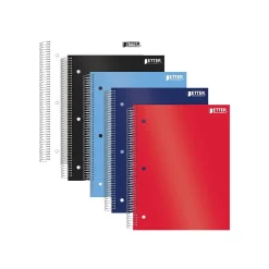 Subject Notebooks|Better Office 5-Subject Subject Notebooks, 8.5" x 11", College Ruled, 200 Sheets, 5/Pack (25785-5PK)