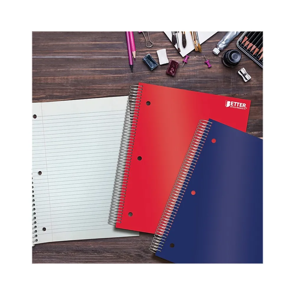 Subject Notebooks|Better Office 5-Subject Subject Notebooks, 8.5" x 11", College Ruled, 200 Sheets, 5/Pack (25785-5PK)