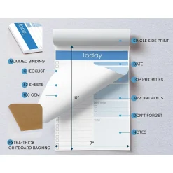 Notepads|Better Office To-Do List Notepad, 7" x 10", Project-Ruled, White/Blue, 52 Sheets/Pad (25830)