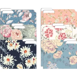 File Folders|Better Office Traditional Floral Heavyweight File Folders, 1/3-Cut Tab, Letter Size, Assorted Colors, 12/Pack (80010-12PK)