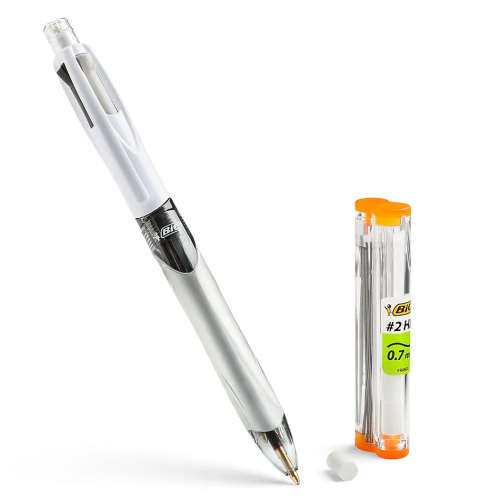 Pencils|BIC 4 Color Retractable 3+1 Ballpoint Pen and Mechanical Pencil, Medium Point (MMLP1AST)