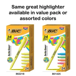Highlighters|BIC Brite Liner Stick Highlighter, Chisel Tip, Yellow, Dozen (65550)
