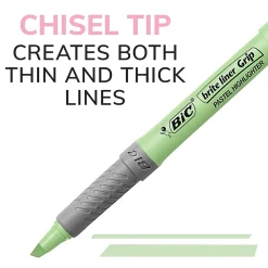 Highlighters|BIC Brite Liner Stick Highlighter with Grip, Chisel Tip, Assorted Pastel Colors, 6/Pack (GBLDP61-AST )