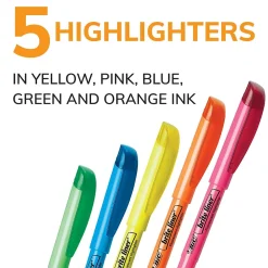 Highlighters|BIC Brite Liner Stick Highlighters, Chisel, Assorted, 5/Pack (BLP51W-AST)