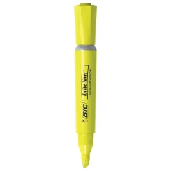 Highlighters|BIC Brite Liner Stick Highlighters with Grip, Chisel Tip, Yellow, Dozen (BLMG11-YEL)