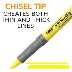 Highlighters|BIC Brite Liner Stick Highlighter with Grip, Chisel Tip, Assorted, 5/Pack (31257)