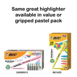 Highlighters|BIC Brite Liner Stick Highlighters, Chisel Tip, Assorted Colors, Dozen (BL11-AST)