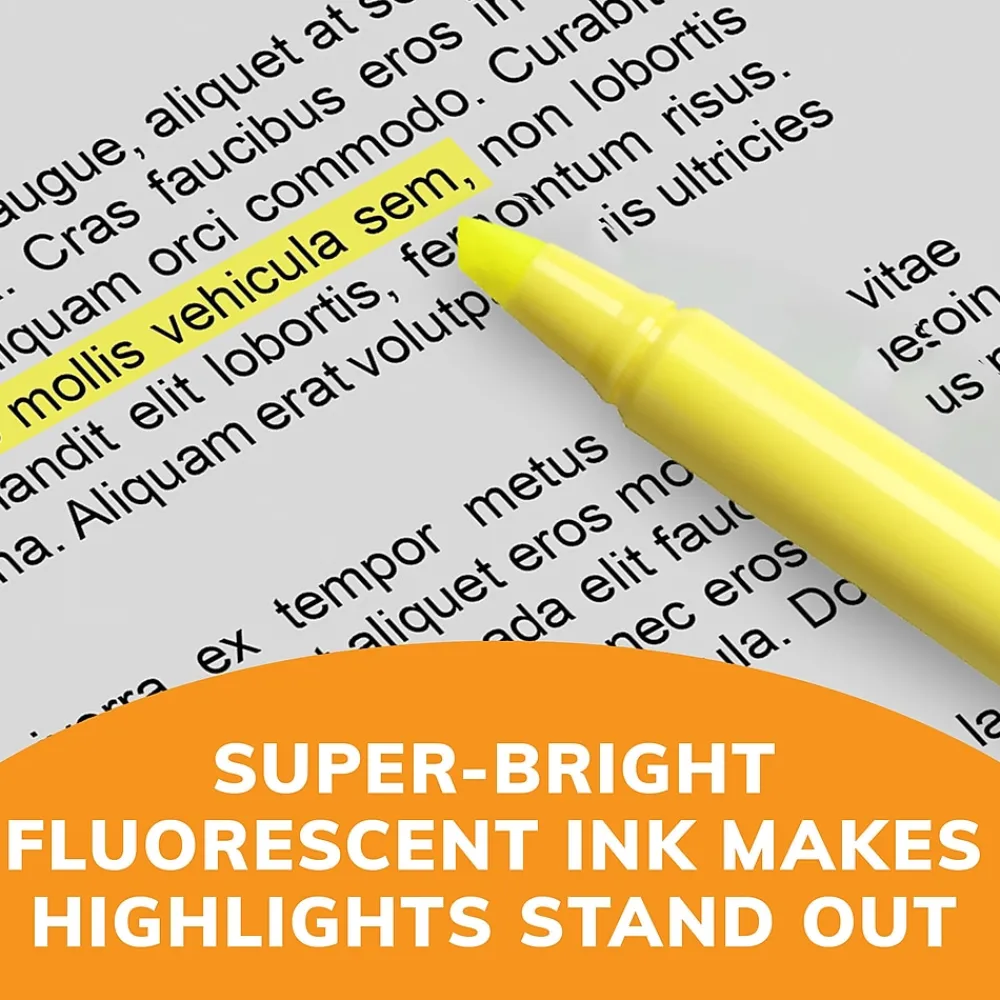 Highlighters|BIC Brite Liner Stick Highlighter, Chisel Tip, Yellow, 24/Pack (BL241YEL)