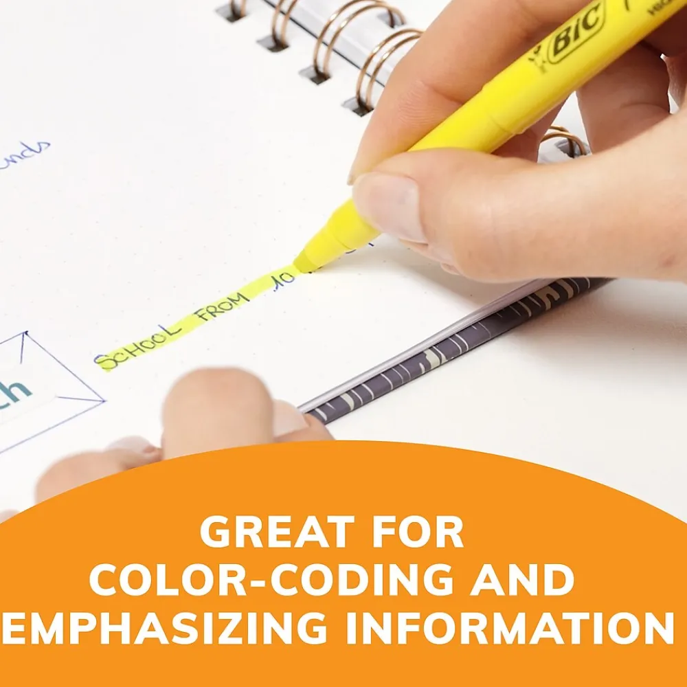 Highlighters|BIC Brite Liner Stick Highlighter, Chisel Tip, Yellow, 24/Pack (BL241YEL)