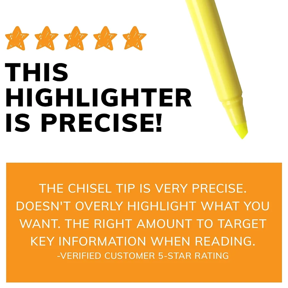 Highlighters|BIC Brite Liner Stick Highlighter, Chisel Tip, Yellow, 24/Pack (BL241YEL)