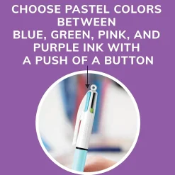 Pens|BIC 4-Color Ballpoint Retractable Pen, Medium Point, Assorted Ink, 2/Pk (AMP21AST)