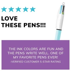 Pens|BIC 4-Color Ballpoint Retractable Pen, Medium Point, Assorted Ink, 2/Pk (AMP21AST)