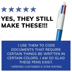 Pens|BIC 4-Color Retractable Ballpoint Pen, Medium Point, Multicolor Ink (24623/MM11)