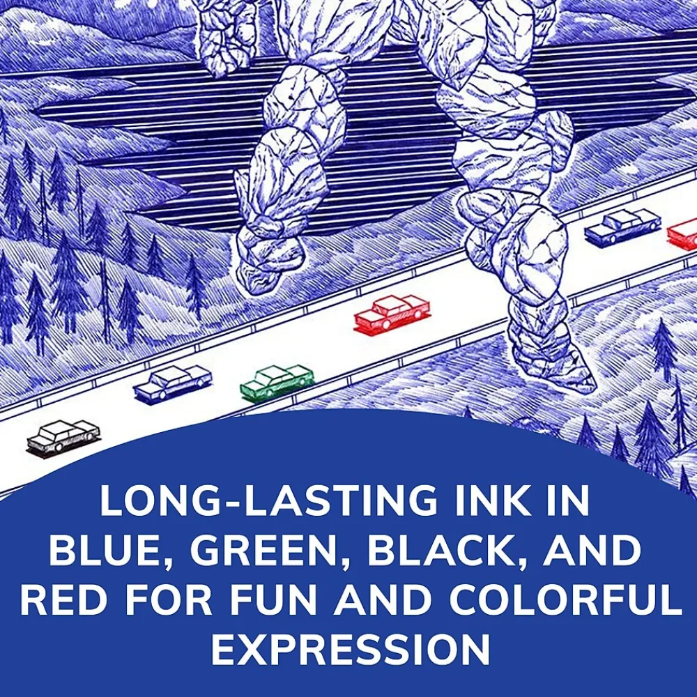 Pens|BIC 4-Color Retractable Ballpoint Pen, Medium Point, 1.0mm, Multicolor, Dozen (MM11-AST)