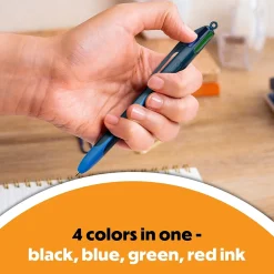 Pens|BIC 4-Color Smooth Retractable Ballpoint Pen, Medium Point, Assorted Ink, 3/Pack (MMSP3-AST)