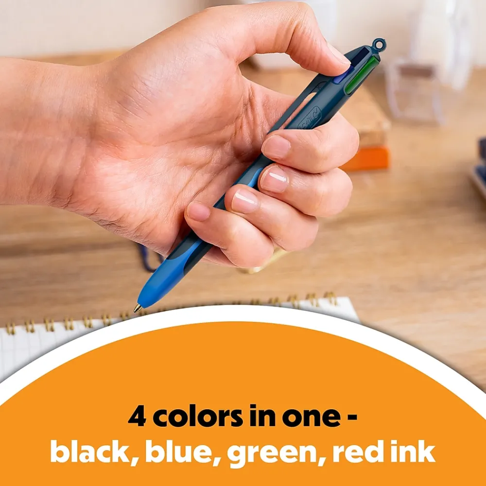 Pens|BIC 4-Color Smooth Retractable Ballpoint Pen, Medium Point, Assorted Ink, 3/Pack (MMSP3-AST)