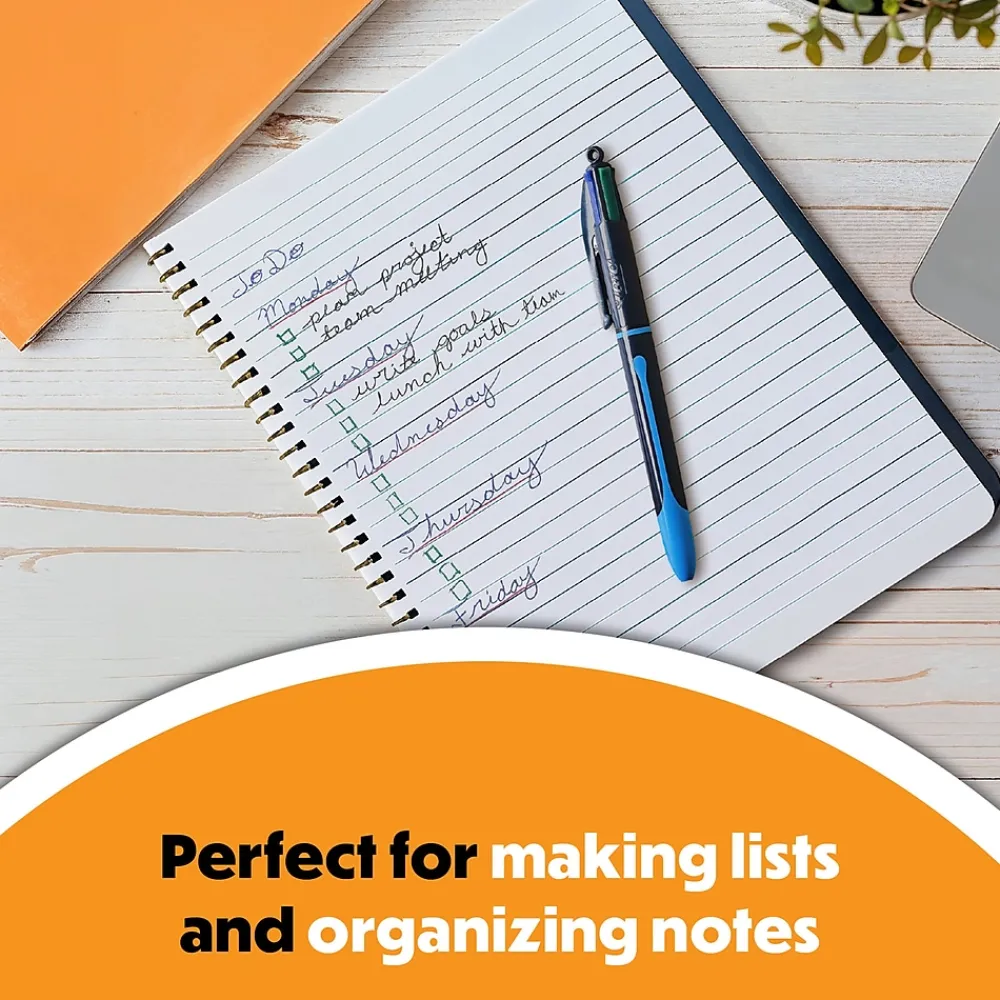 Pens|BIC 4-Color Smooth Retractable Ballpoint Pen, Medium Point, Assorted Ink, 3/Pack (MMSP3-AST)