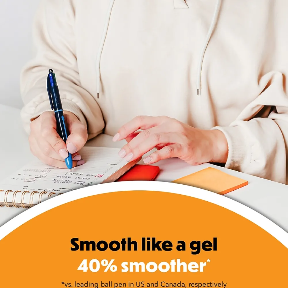 Pens|BIC 4-Color Smooth Retractable Ballpoint Pen, Medium Point, Assorted Ink, 3/Pack (MMSP3-AST)