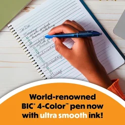 Pens|BIC 4-Color Smooth Retractable Ballpoint Pen, Medium Point, Assorted Ink, 3/Pack (MMSP3-AST)