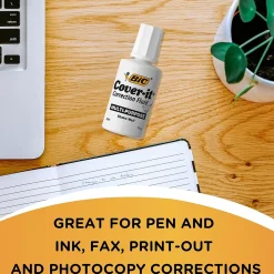 Correction & White-Out|BIC Cover-it Correction Fluid, White (50367/WOC12-WHI)
