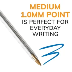 Pens|BIC Cristal Ballpoint Pens, Medium Point, Blue Ink, Dozen (10126/MS11BL)