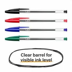 Pens|BIC Cristal Ballpoint Pens, Medium Point, Red Ink, Dozen (10128/MS11RD)