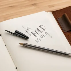 Pens|BIC Cristal Ballpoint Stick Pens, Bold Point, Black Ink, 24/Box (MSBP241-BLK)