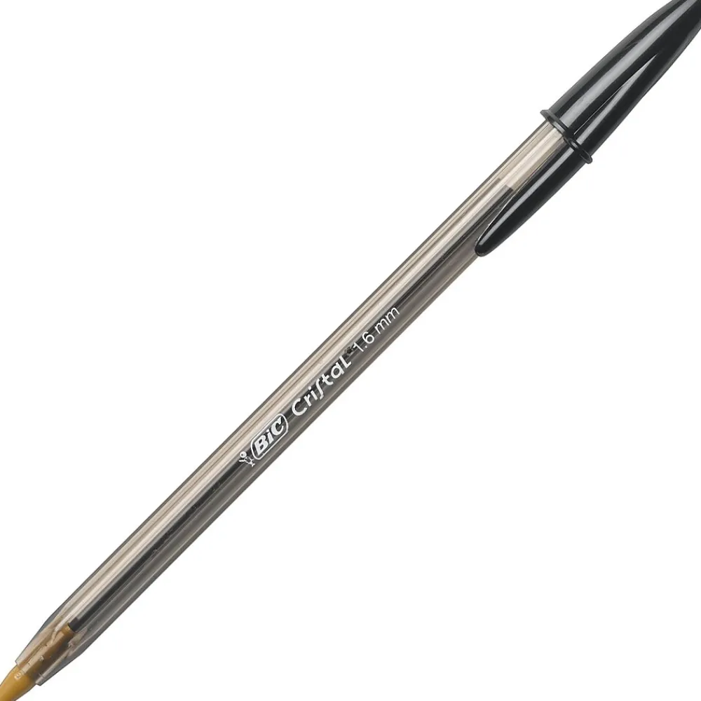 Pens|BIC Cristal Ballpoint Stick Pens, Bold Point, Black Ink, 24/Box (MSBP241-BLK)