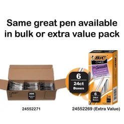 Pens|BIC Cristal Xtra Smooth Ballpoint Penss, Medium Point, 0.1mm, Black Ink, Dozen (MS11BK)