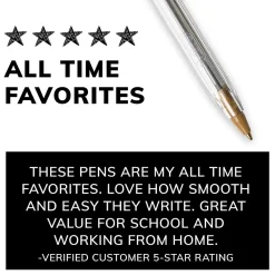 Pens|BIC Cristal Xtra Smooth Ballpoint Penss, Medium Point, 0.1mm, Black Ink, Dozen (MS11BK)