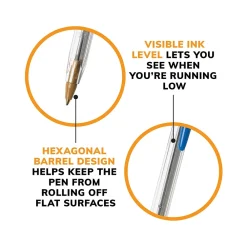 Pens|BIC Cristal Xtra Smooth Ballpoint Pen, Medium Point, Blue Ink, 500/Pack (MS500E-BLU)