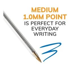 Pens|BIC Cristal Xtra Smooth Ballpoint Pen, Medium Point, Blue Ink, 24/Box, 6 Boxes/Pack (MS144E-BLU)