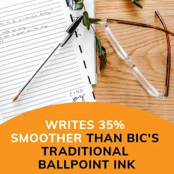 Pens|BIC Cristal Xtra Smooth Ballpoint Pen, Medium Point, Black Ink, 24/Box, 6 Boxes/Pack (MS144E-BLK)