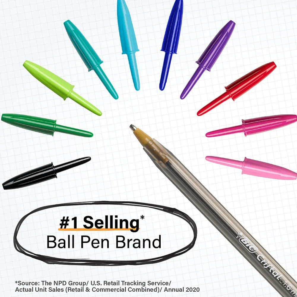 Pens|BIC Cristal Xtra-Bold Ballpoint Pens, Bold Point, 1.6mm, Assorted Ink, Bulk/Pack (MSBAPP241-AST)