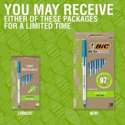 Pens|BIC Ecolutions Round Stic Ballpoint Pens, Medium Point, Blue Ink, 50/Pack (GSME509-BLU)