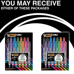 Pens|BIC Gel-ocity Stic Gel Pens, Medium Point, 0.7 mm, Assorted Colors, 14/Pack (RGSMP14-AST)