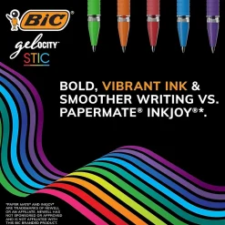 Pens|BIC Gel-ocity Stic Gel Pens, Medium Point, 0.7 mm, Assorted Colors, 14/Pack (RGSMP14-AST)