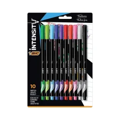 Pens|BIC Intensity Fineliner Felt Pens, Fine Point, Assorted Inks, 10/Pack (FPINFAP10-AST)