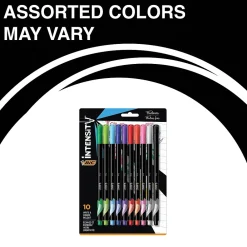 Pens|BIC Intensity Fineliner Felt Pens, Fine Point, Assorted Inks, 10/Pack (FPINFAP10-AST)