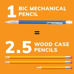 Pencils|BIC Mechanical Pencils, Assorted Sizes, #2 Lead, 60/Pack (WX7TG026-BLK)
