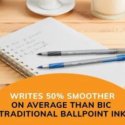 Pens|BIC Round Stic Grip Xtra Comfort Ballpoint Pen, Medium Point, Blue Ink, 24/Box, 6 Boxes/Pack (GSMG144E-BLU)