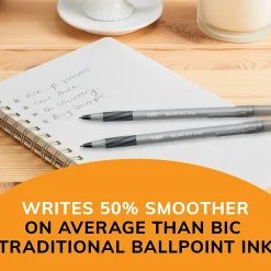 Pens|BIC Round Stic Grip Xtra Comfort Ballpoint Pens, Fine Point, 0.8mm, Black Ink, Dozen (13902)