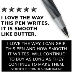 Pens|BIC Round Stic Grip Xtra Comfort Ballpoint Pens, Fine Point, 0.8mm, Black Ink, Dozen (13902)