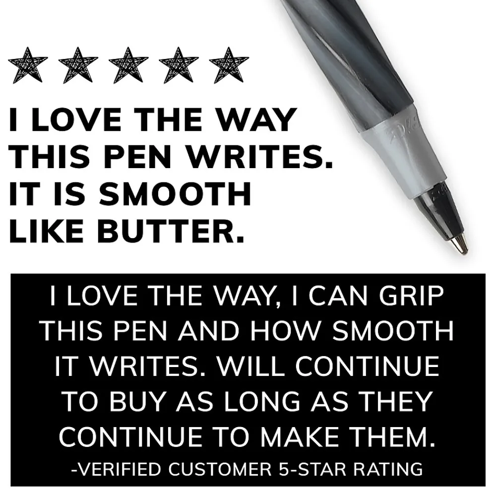 Pens|BIC Round Stic Grip Xtra Comfort Ballpoint Pens, Fine Point, 0.8mm, Black Ink, Dozen (13902)