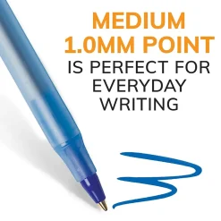 Pens|BIC Round Stic Xtra Life Ballpoint Pens, Medium Point, 1.0mm, Blue Ink, 60/Pack (GSM609BE)