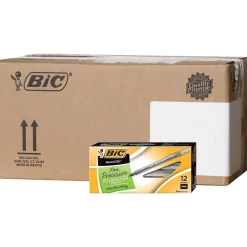 Pens|BIC Round Stic Xtra Precision Ballpoint Pens, Fine Point, Black, 432/Carton (GSF11BLKCT)