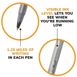 Pens|BIC Round Stic Xtra-Life Ballpoint Pens, Medium Point, 1.0mm, Black Ink, 60/Pack (GSM609-BLK)