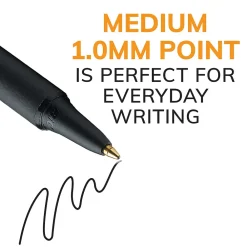 Pens|BIC Soft Feel Retractable Ballpoint Pens, Medium Point, 1.0mm, Black Ink, Dozen (SCSM11BLK)